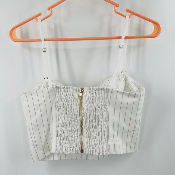 WALTER BAKER Tank Size Small Crop Chicago Pin Stripe NWT White Designer Luxury - Picture 3 of 14